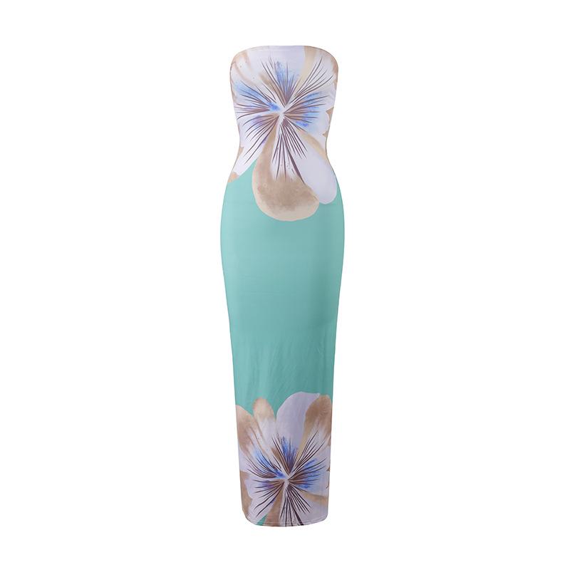 European Style 2026 Elegant Strapless Slim Fit Long Beach Dress