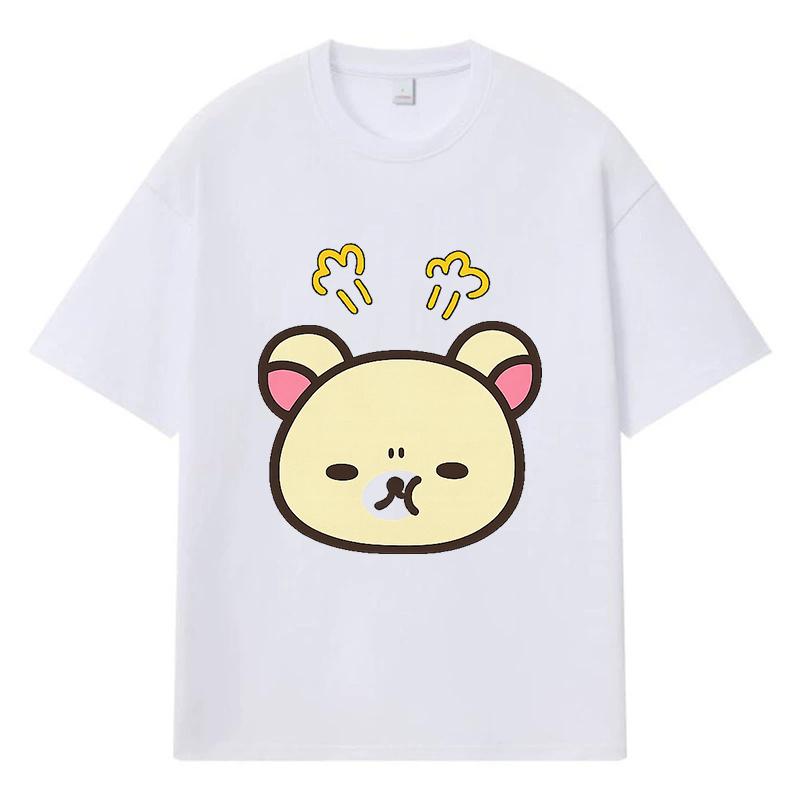 2026 Bear Head Printed Graphic Y2k Harajuku Streetwear 100% Cotton T Shirt Casual Oversized Summer Men T-shirt