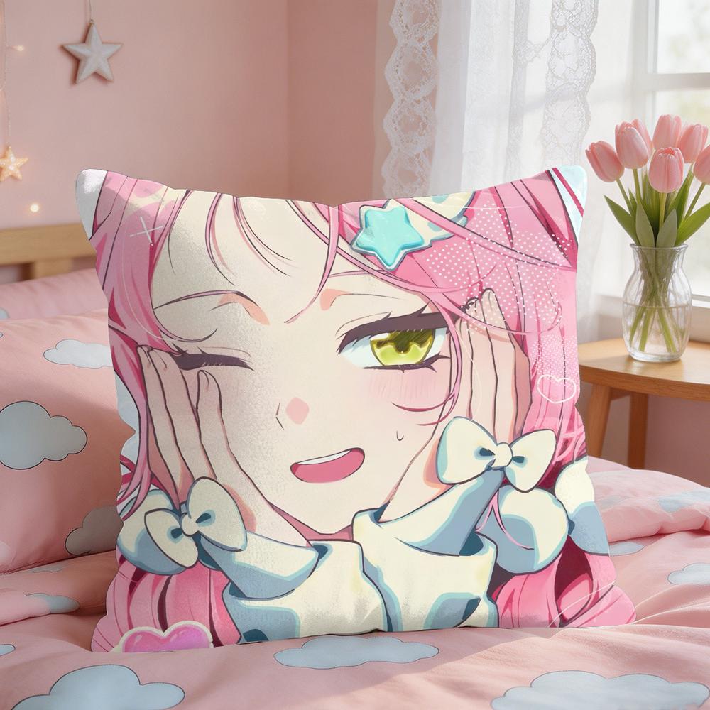 Alien Stage Mizi Anime Girl Pink Cushion Cover Square Short Plush Pillow Case Living Room Sofa Home Decor Funda X