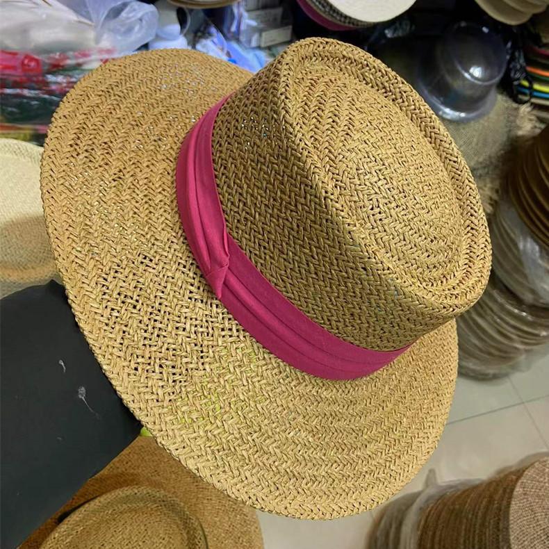 Spring Summer Breathable Straw Hats For Women Fashion Casual Fedora Hat Outdoor Concave Top Travel Hats Panama Beach Sun Hat