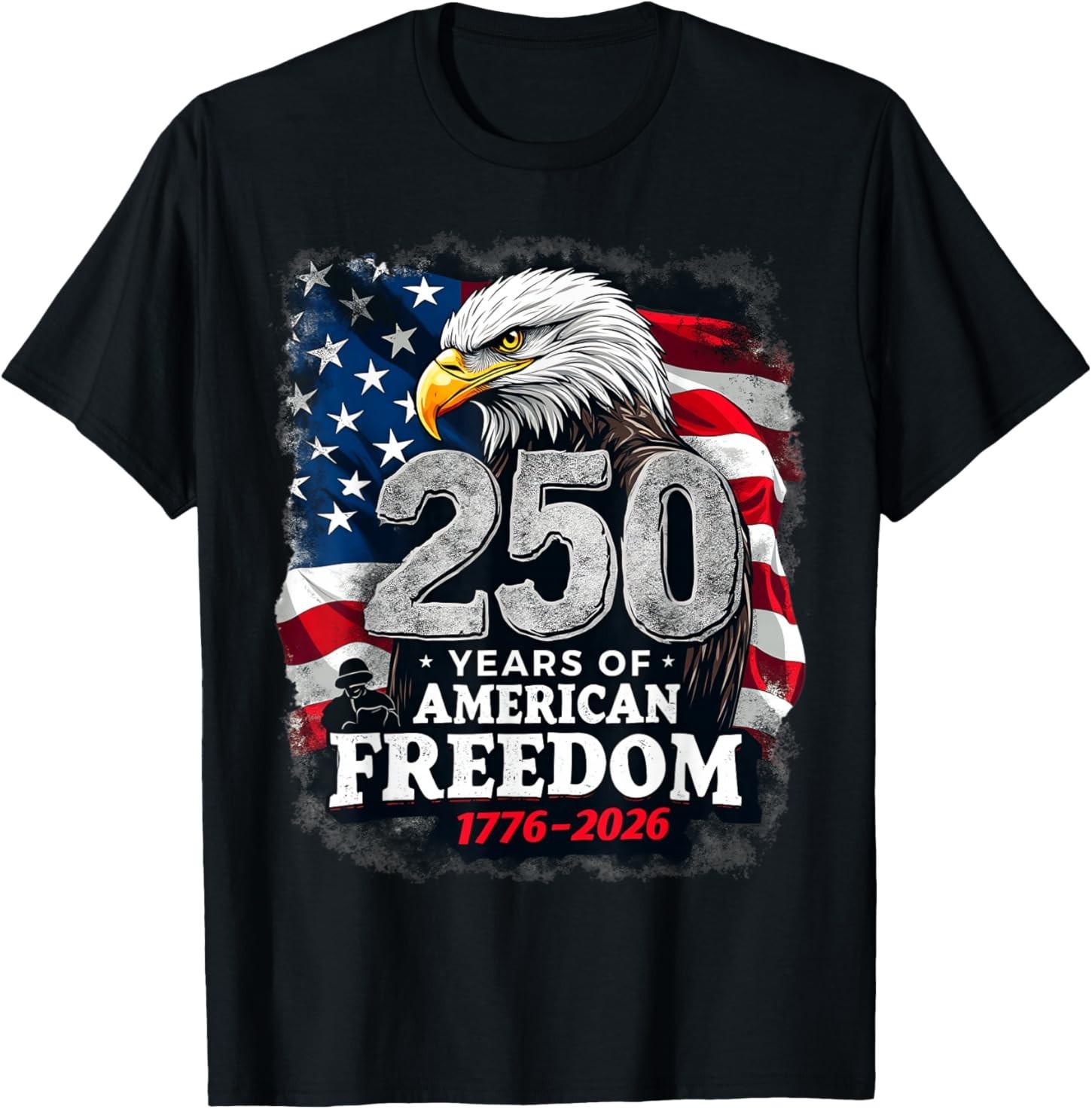 250 Years Eagle and Flag 1776-2026 250th Birthday T-Shirt S