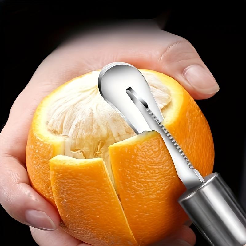 3 ks Lupaček na pomeranče z nerezové oceli Odstraňovače slupky ovoce Rychlý loupák s rukojetí Opakovaně použitelný ovocný nástroj pro pomeranče, citrony, grapefruity