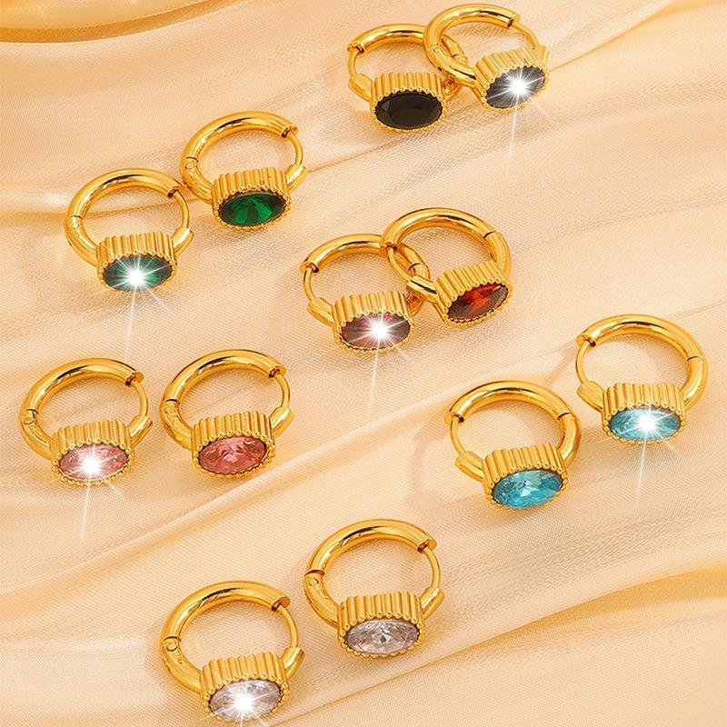 Stainless Steel Earrings, Golden Oval-shaped Ladies' Earrings, Unique and Niche-style Accessories