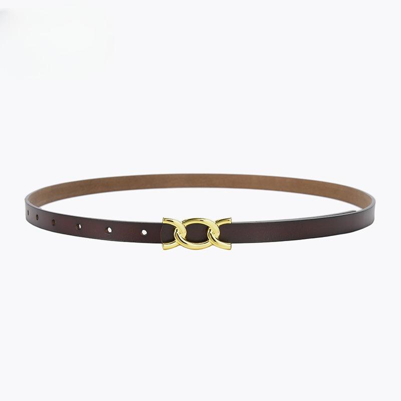 Slim Belt Women's Genuine Leather Fashionable Belt Women's Dress with Waist Slim Waist Versatile Jeans Trendy