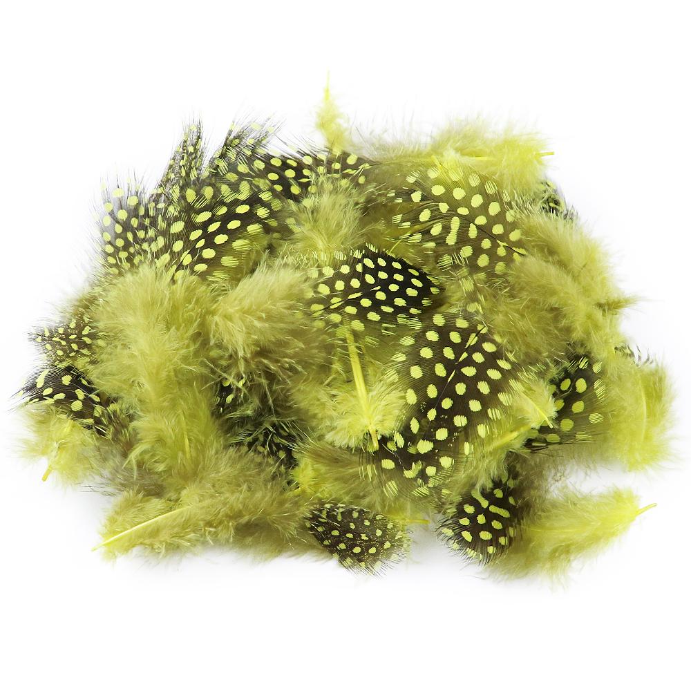 100 шт. Перья цесарки и фазана Натуральные перья Пятнистые 5-8 см Перья для рукоделия Ловец снов Плюмаж для декора 5-10cm 100pcs жёлтый