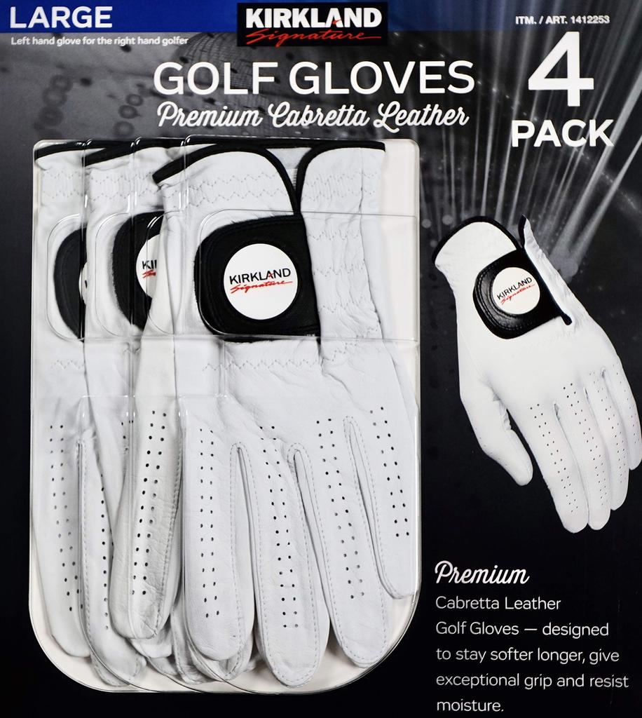Kirkland Signature Golf Gloves Premium Cabretta Leather Large (4-pack)