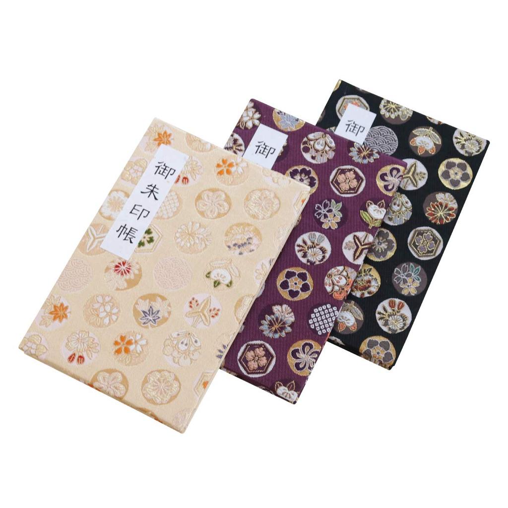 Goshuincho (stamp Book), 46 Pages, Accordion Style, with Vinyl Cover, Includes Original Hōtokudō Bookmark, Large Size (18 X 12 Cm), Nishijin-ori Broca