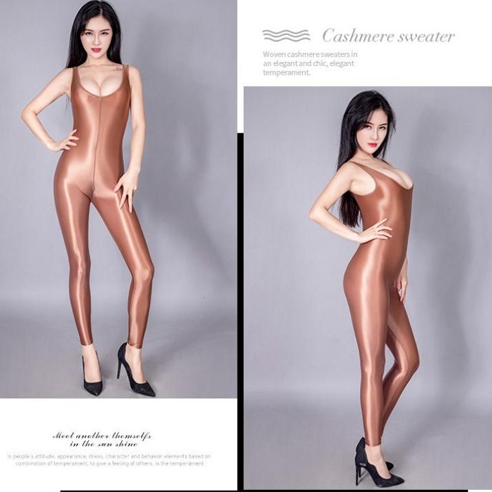 Sexy Öl Glänzend Body Damen Transparent Reißverschluss Offener Schritt Jumpsuit Erotische Dessous Leotard Eng Anliegend Erwachsene Sex Porno Kostüme