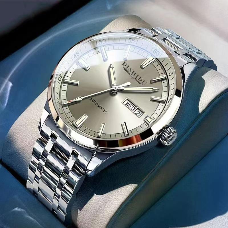 Non-automatic Mechanical Watch Men's Waterproof Luminous Temperament Double Calendar Real Nails Simple Business Men's Watch High Value
