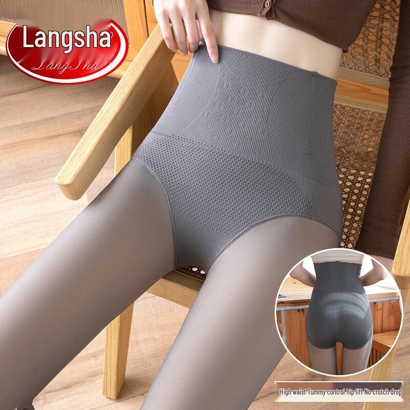 Langsha Women's Faux Sheer Fleece Lined Tights