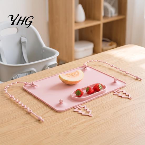 Toddler Placemats Silicone Baby Placemat with Suction Cup, Toddlers Eating Food Mat Multi-functional Mats Anti-fall Rope, Foldable Activity