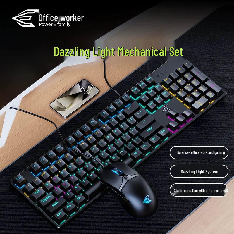 AOC GK410 Wired Mechanical Keyboard, USB, RGB Lighting, Green/Black Switches for Gaming