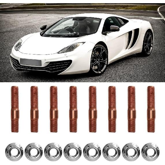 Piping & Piping Kits,8 Pcs M8 1.25 Threaded Turbo Studs Kit 8Mm Metal Alloy High Pressure Manifold Stud Bolt Nut Hardware