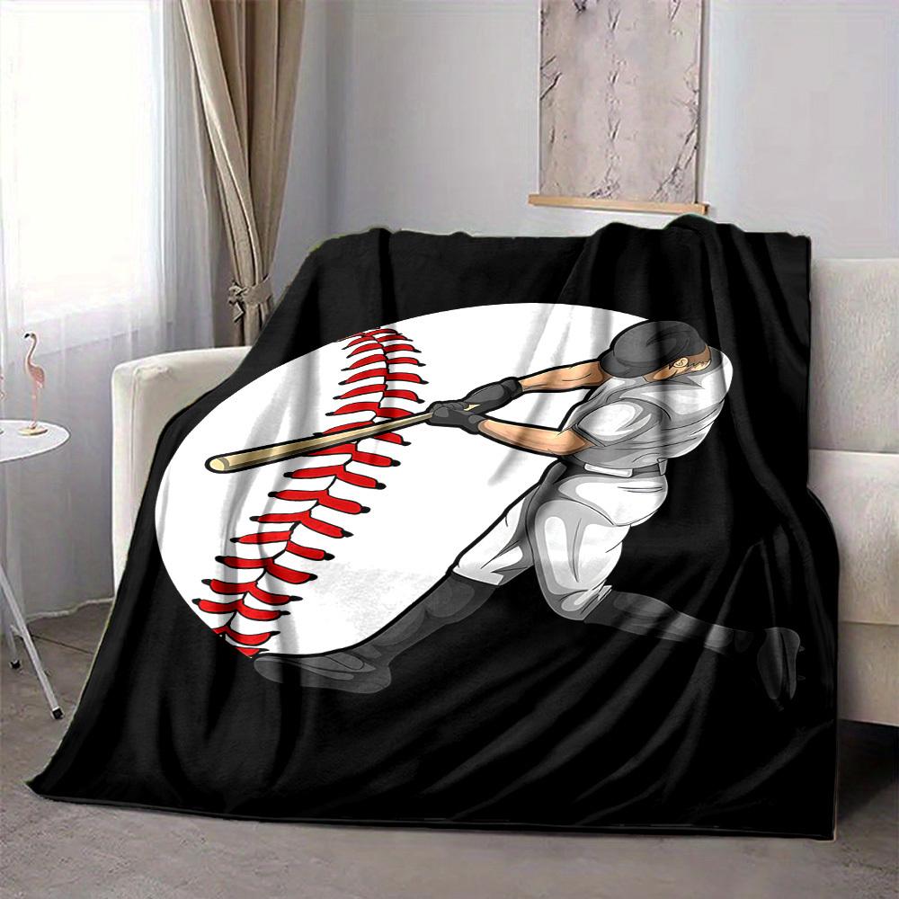 1pc Baseball Player Blanket, Lightweight Flannel Throw Blanket for Sofa, Bed, Travel, Camping, Living Room, Office, Couch065