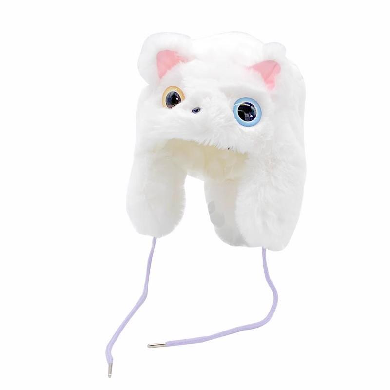 Warm female autumn and winter cold protection thickened ear protection hat plush hat cartoon big eyes cat ears pullover hat