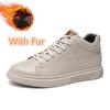 Fashion Classic Lace Up Walking Shoe Warm Plush Fur Winter Sneakers Genuine Leather Men's Basic Boots Autumn Winter Outdoor Casual Boots