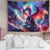 Purple Dragon Tapestry, Gothic Medieval Fantasy Animals Cool Dragon Tapestry for Bedroom Aesthetic, Nebula Starry Sky Ta