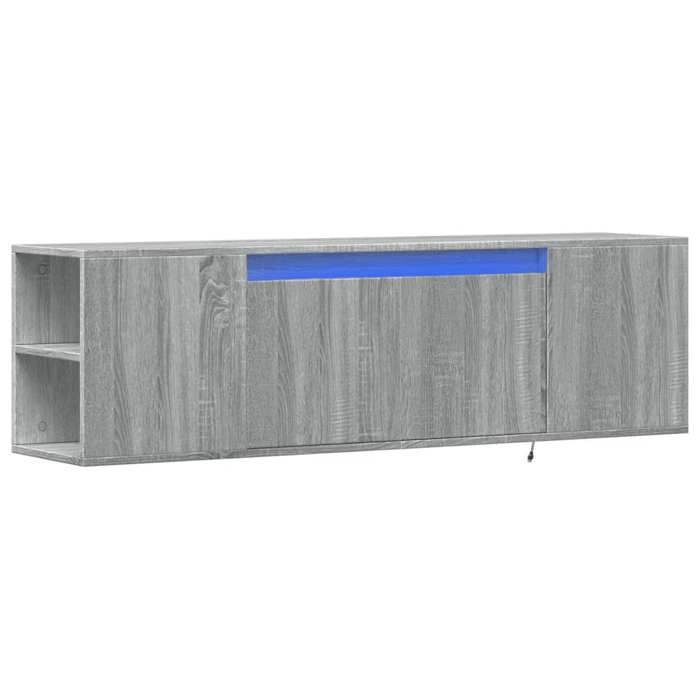 VidaXL Wall-Mounted TV Cabinet with LED Lights Sonoma Grey 135x31x39.5 Cm, Wall-mounted TV Cabinet, Floating TV Unit, Stand 852388