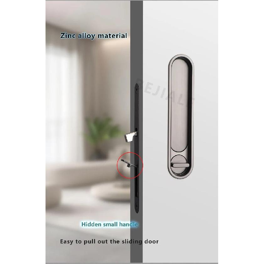 Pocket Door Wooden Sliding Door Lock Sliding Door Lock With Side Handle Balcony Kitchen Bathroom Invisible Door Hook Lock