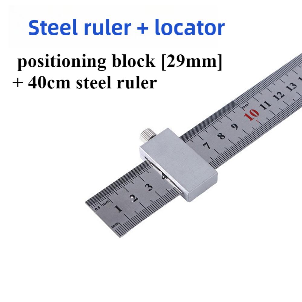 Stainless Steel Ruler Positioning Block 15/20/30/40cm Steel Ruler Scribing Limiter for Woodworking