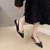 French Pointed Toe Shallow Mouth Low Heel Shoes Spring and Summer Temperament Baotou Rhinestone Soft Sole Shoes