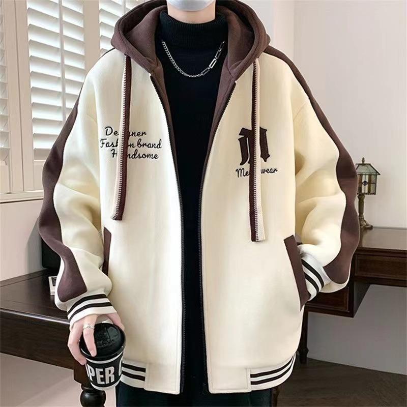 Hooded Casual Baseball Jacket for Teen Boys and Men's 2024 Stylish Outerwear