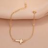 Simple Gold Color Cross Chain Bracelet for Women Shiny Charm Hand Bracelet Wedding Jewelry