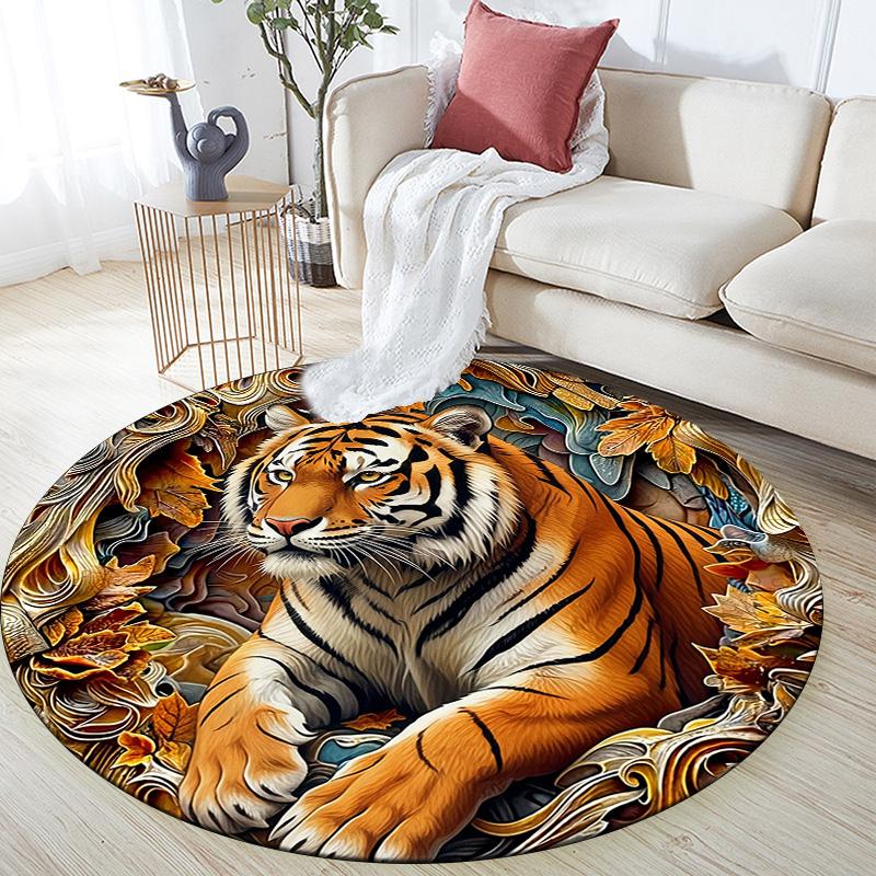 Embossed Animals  Round Area Rug,Carpet Rug for Living Room Bedroom Sofa Playroom Decor,Non-slip Floor Mat