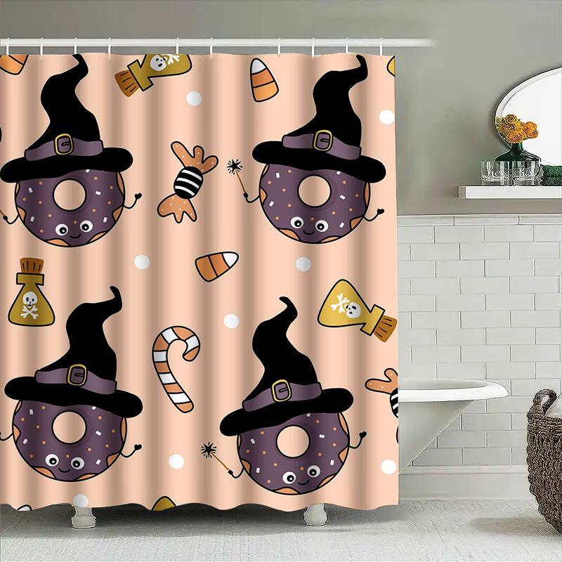 

1Pccute Witch Shower Curtain For Kids Halloween Baby Girls Room Decoration Pastel Pink Backdrop W60H190(CM)-1 Pcs