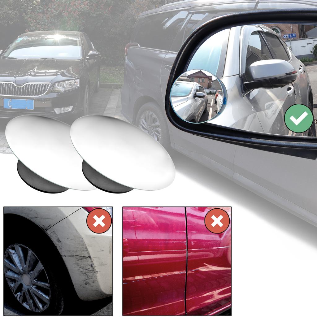 2 Stück Auto Toter Winkel Spiegel Rückspiegel 360 Einstellbarer Winkel Weitwinkelspiegel Konvex Toter Winkel Spiegel Seite Rückspiegel Klein Rund Glas Styling