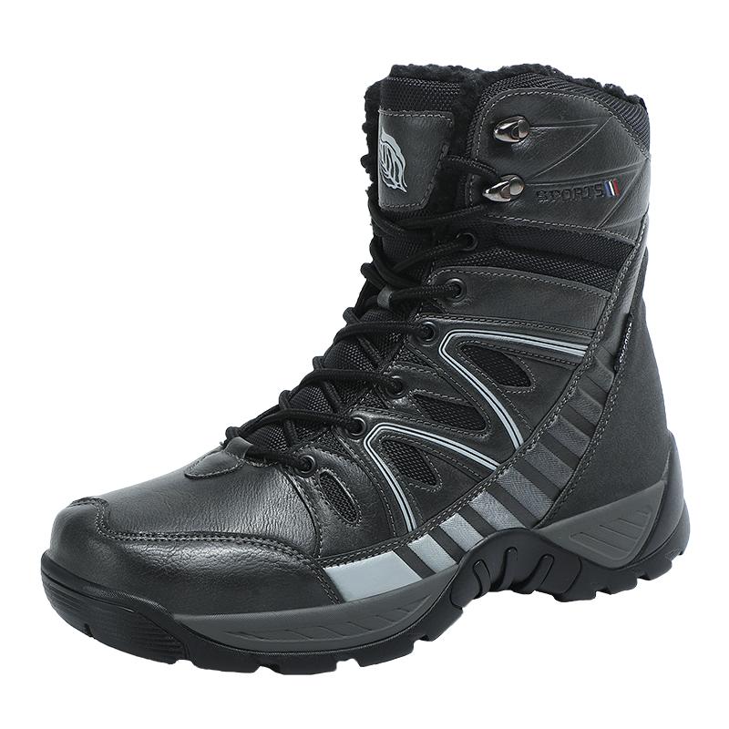 Winter Snow Boots Men High-top Outdoor Warm Soft Plush Ankle Boots Men Shoes Shock-absorbing Anti-slip Comfortable Hiking Shoes