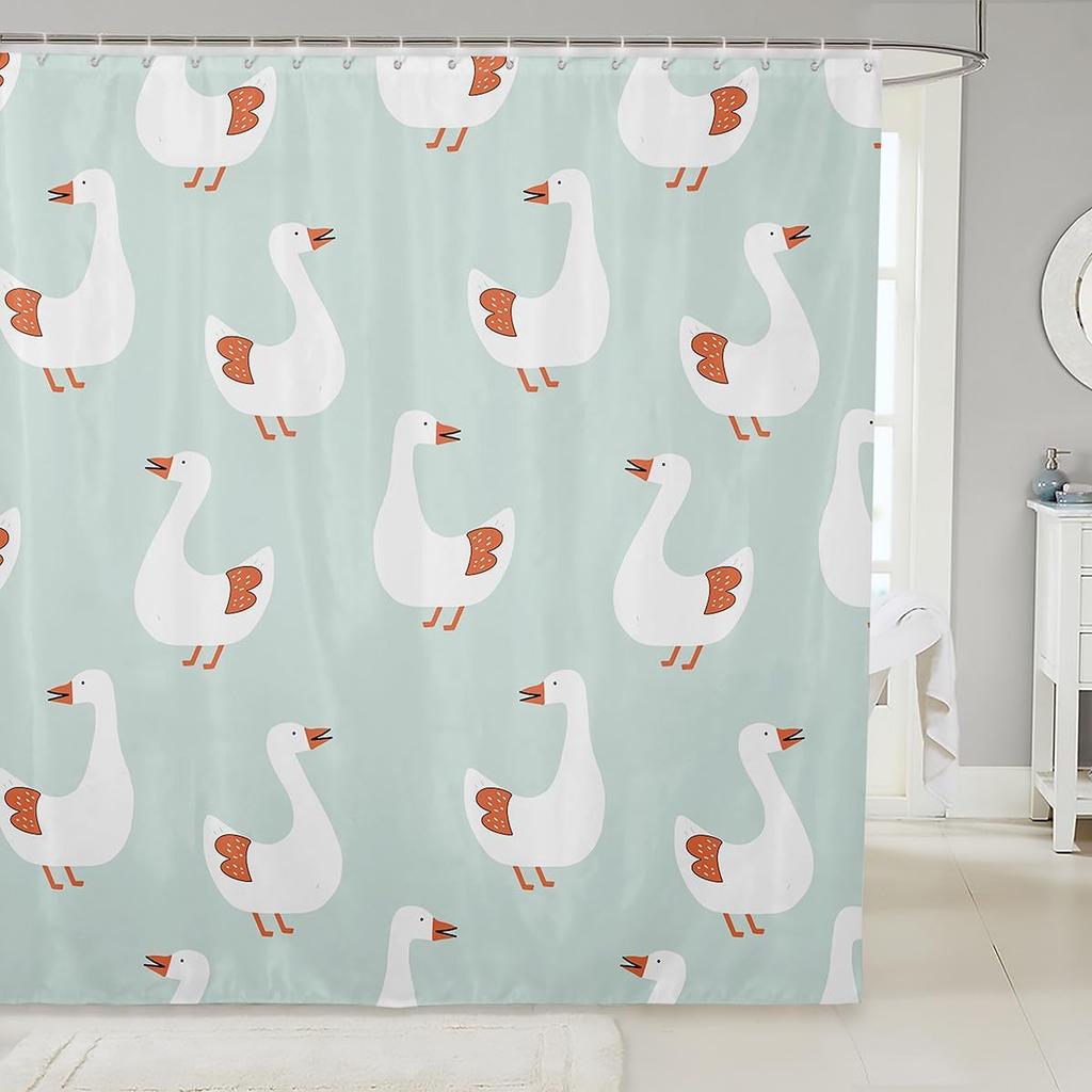 Kids Yellow Rubber Duck Shower Curtain Cartoon Ducks Bath Curtain Funny Animal Bathroom Accessories Cute Animal Fabric Shower