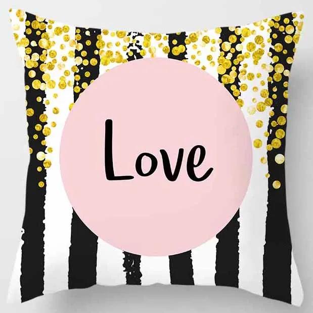 Yellow and Pink Pattern Square Pillowcase Home Decoration Cushion Cover