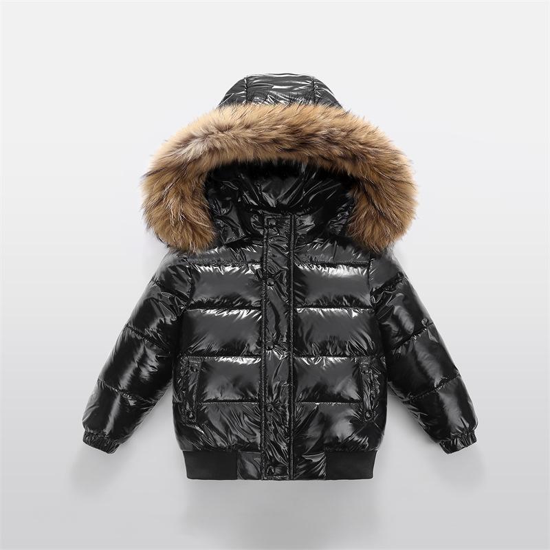 2-10J Kinder Echte Daunenjacke Kinder Großer Pelzkragen Verdickt Jungen Mädchen Warme Jacke Wasserdicht Teenager Wintermantel