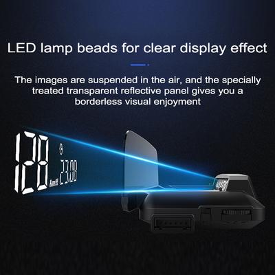 Car HUD Headup Display LED Speedometer Projector with Speed/Time/Water Temperature/RPM/Fuel