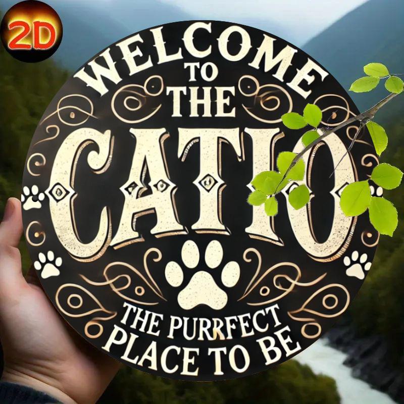 Rustic Iron Round Wall Art for Cat Enclosure & Home Decor