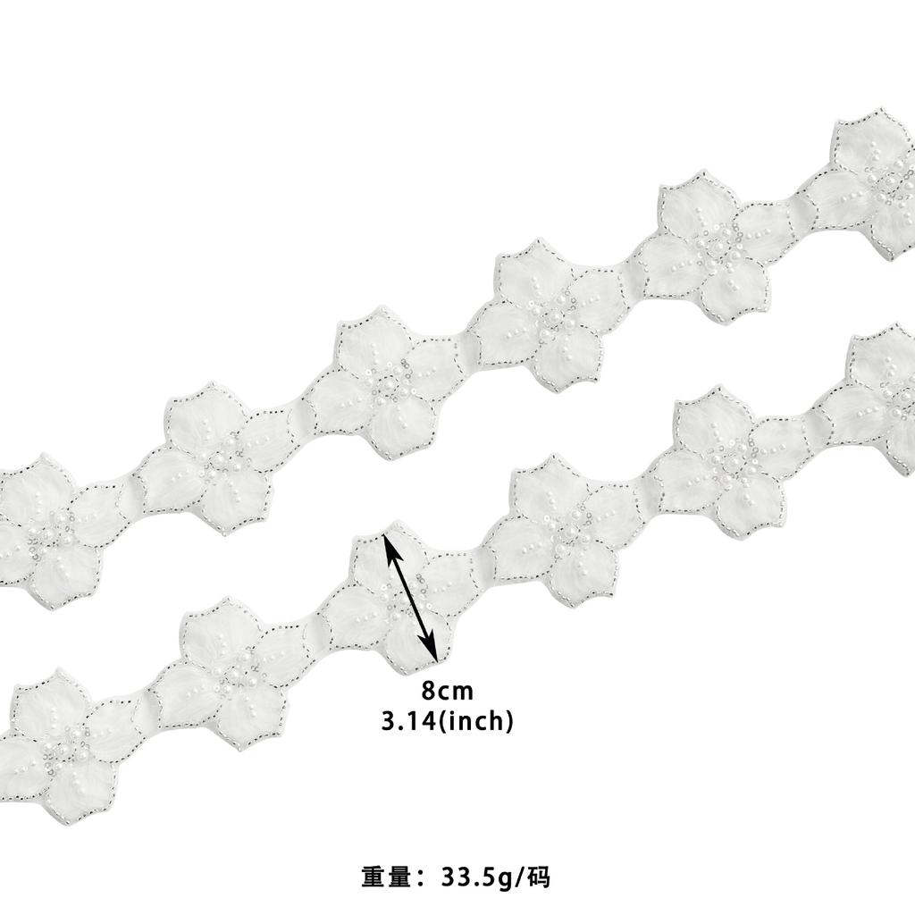 8Cm Multi-Color Bead Three-Dimensional Flower Lace Clothing Hair Accessories Dress Lolita Decorative Lace Accessories