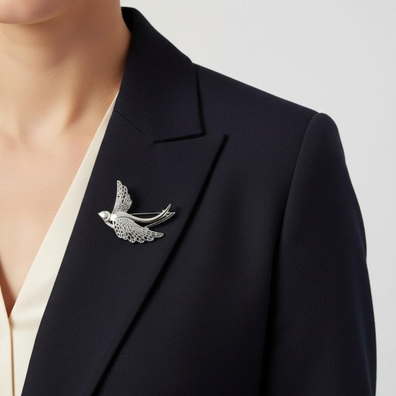 Contemporary Swallow Brooch Lightweight Alloy Jewelry With Polished Texture Gift For Birthdays Anniversaries Event