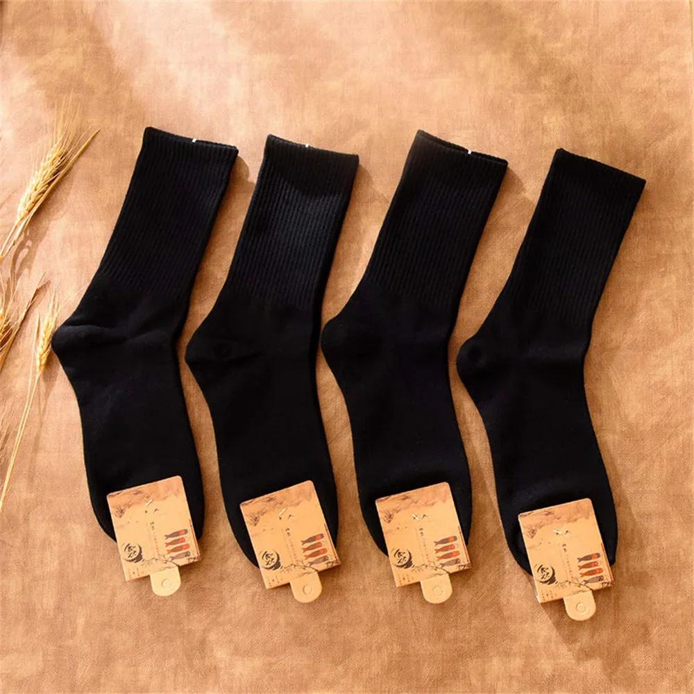 4 Paar/Packung Mittelhohe Socken Herren Baumwolle Winter Frühling Weiß Schwarz Männliche Freizeitsocken Weiche Atmungsaktive Knöchel-/Mittelrohrsocken