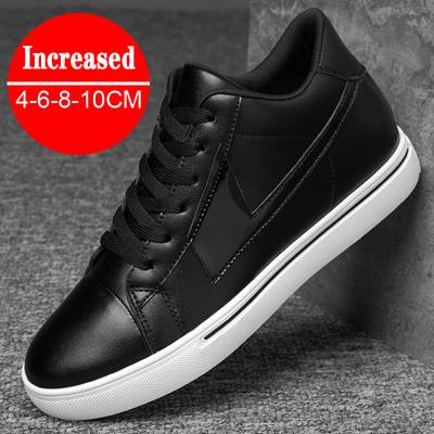Fashion Sneakers Man Elevator Shoes Height Increase Insole 10cm White Black Taller Shoes Men Leisure Fashion Leather Sports Plus Size 44