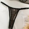 French Leopard Print Mesh Push-up Bra and Panty Lingerie Set