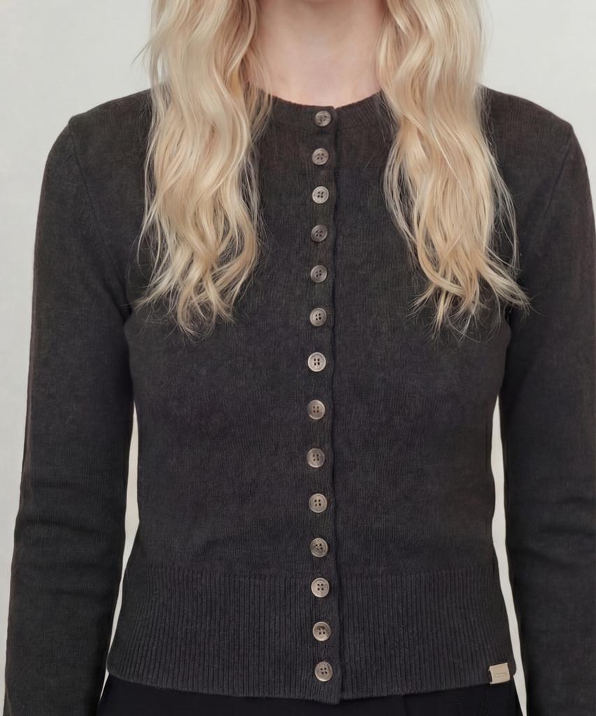 NORMOR Slim Cropped Cardigan Charcoal