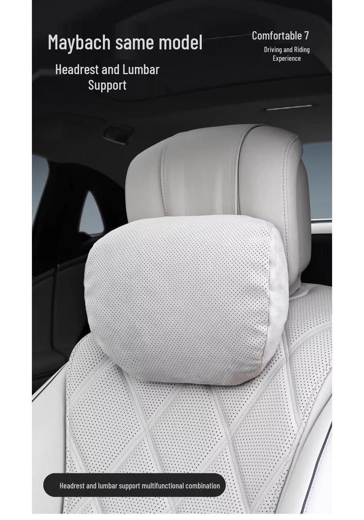 Mercedes-Benz S-Class Suede Perforated Car Headrest Pillow for Neck Protection