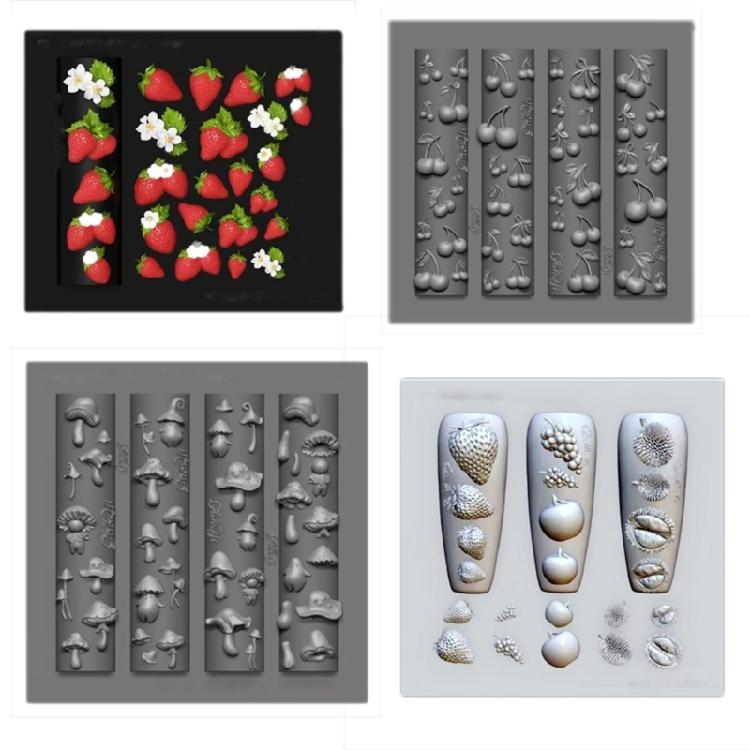 Silicone Nail Art Mold Accessory Molds Food Theme 3D Nail Decorative Mold Silicone Texture Great for Various Nail Types
