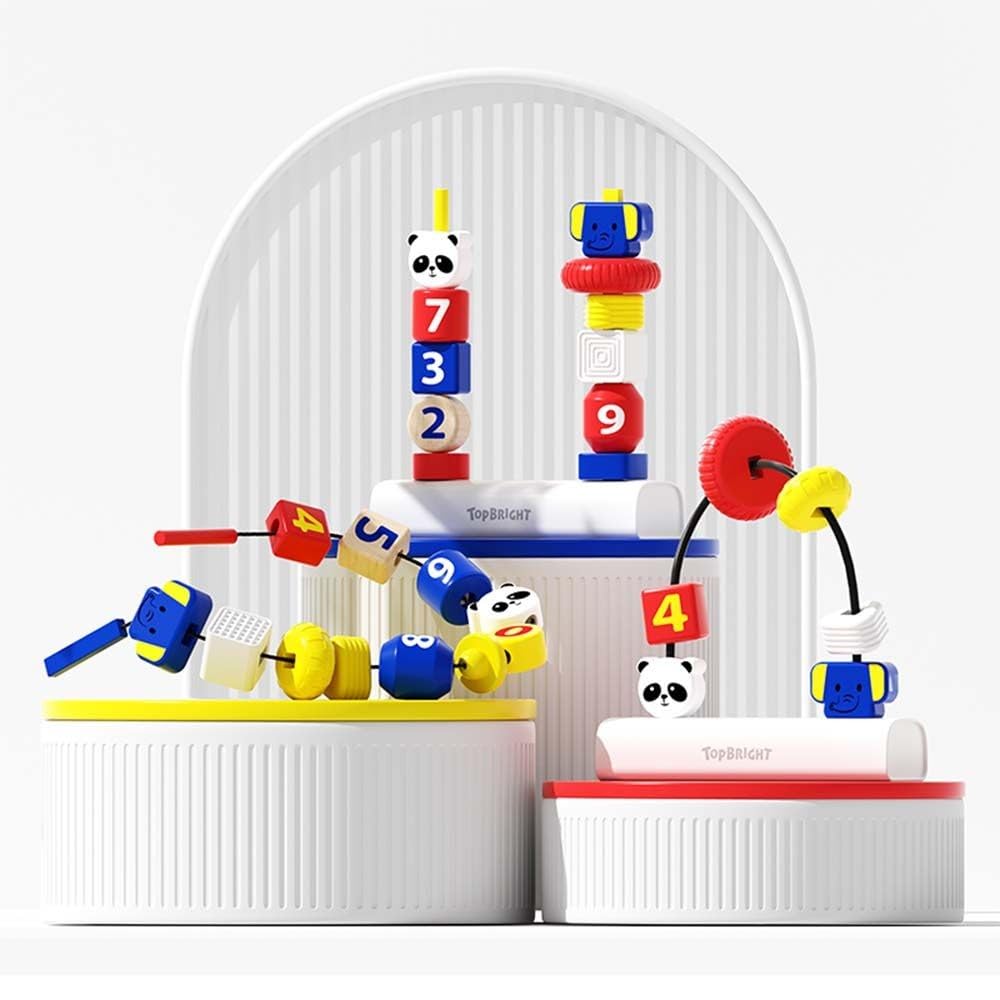 Top Bright Panda and Elephant Stacking Toy Toy Bead Coaster Stringing Peg Holder Baby Toy Educational Toy 121063 Authentic Product 3-in-1