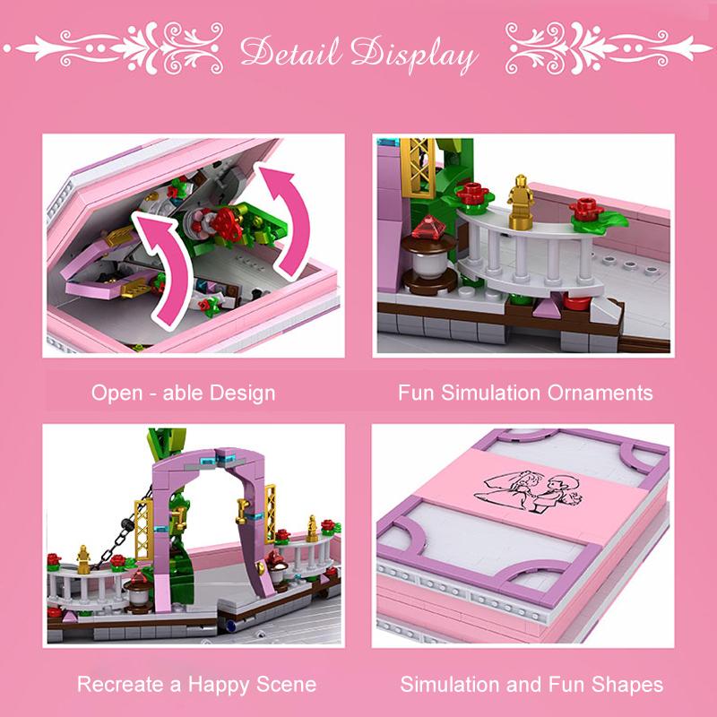 Love Book Building Blocks City Series Architecture Blocks Rose Brick Romantic Gift for Girlfriend Kids Toys Desktop Decoration