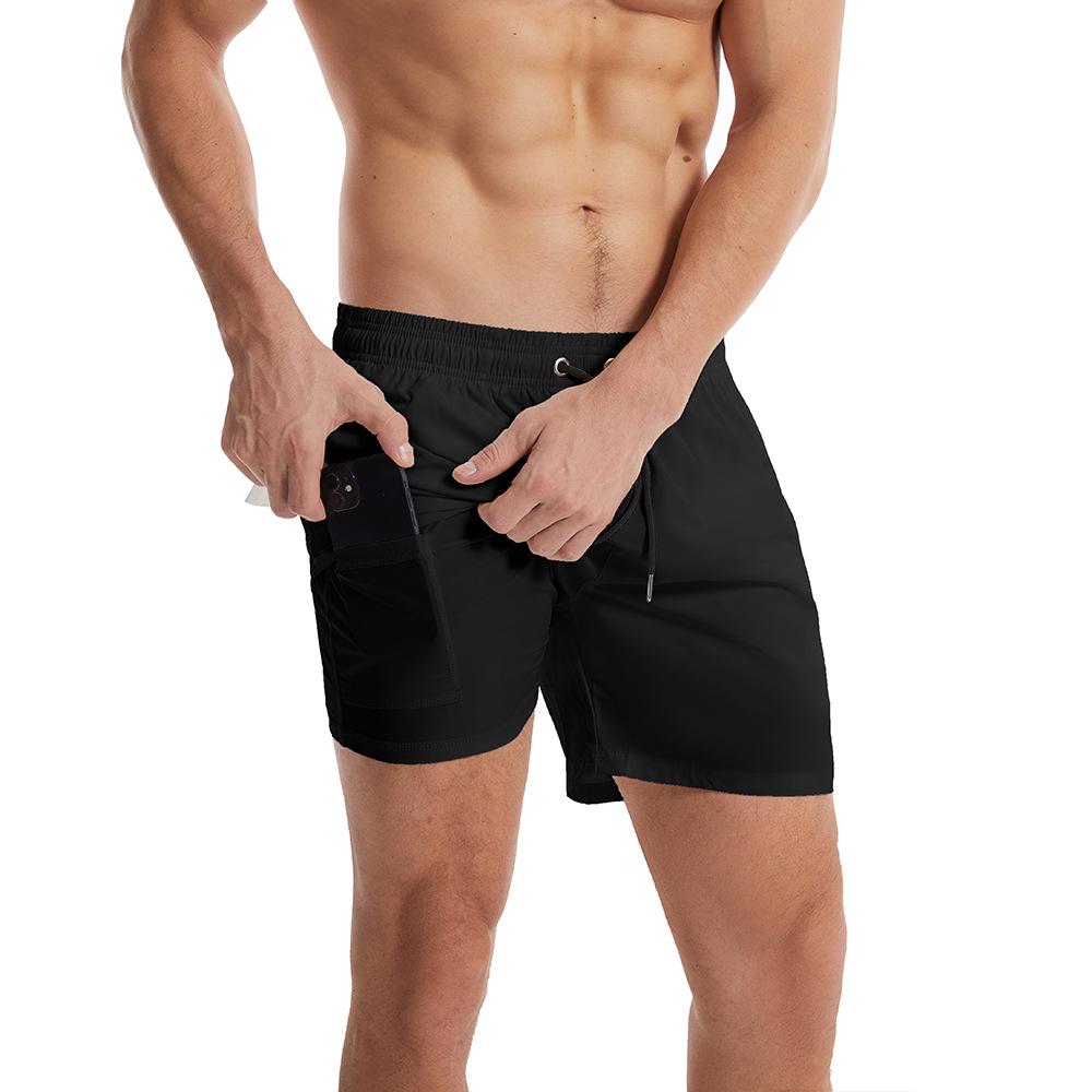 Men's Quick-Dry Stretch Casual Sport Shorts - Solid Color, Summer 2025, Four-Way Stretch, Beach-Ready, Loose Fit