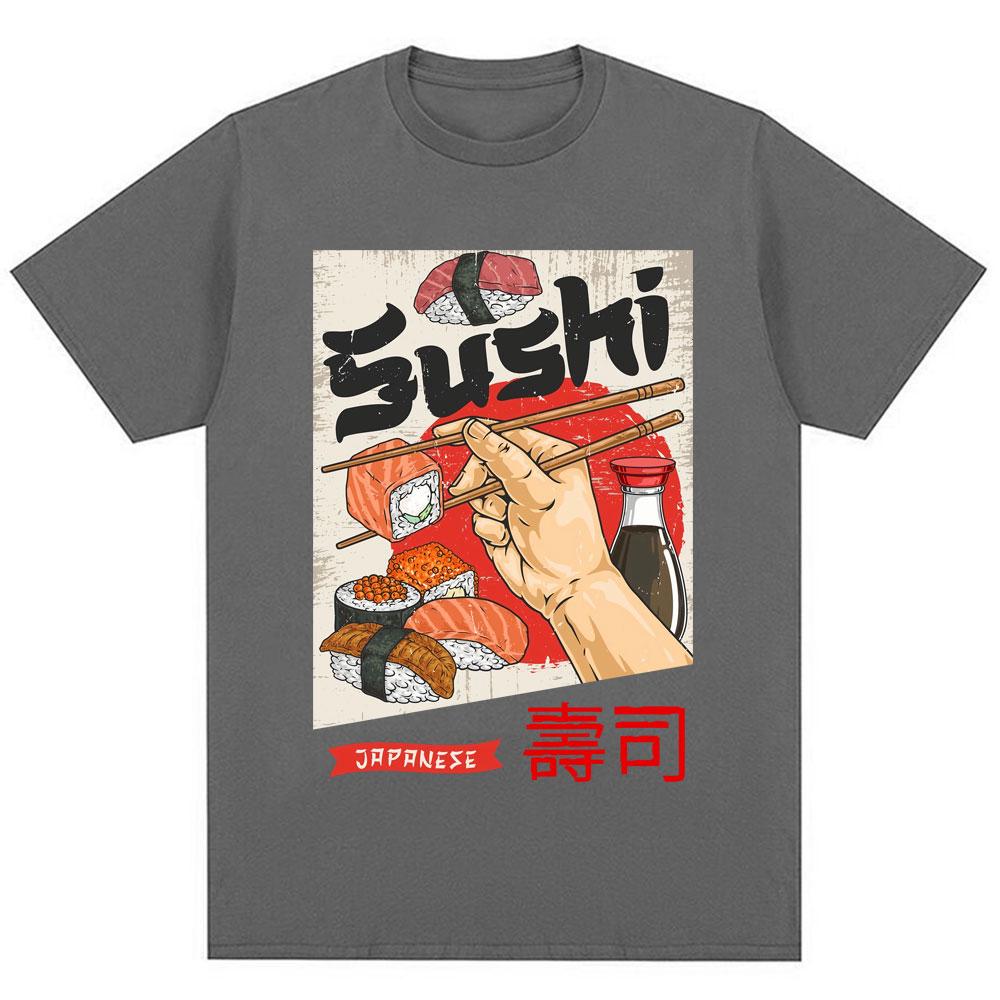 Japan Sushi Funny Graphic T-shirts Men Women Fashion Harajuku T Shirt Oversized Cotton Summer Japanese Style T Shirts Streetwear