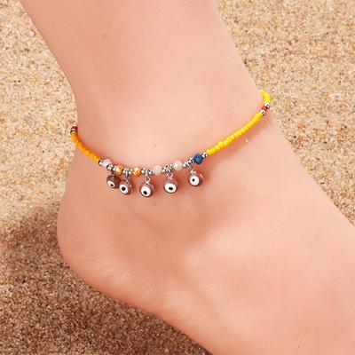 Personalized Summer Beach Vacation Footwear, Bohemian Ethnic Style Handmade Beaded Devil's Eye Anklet