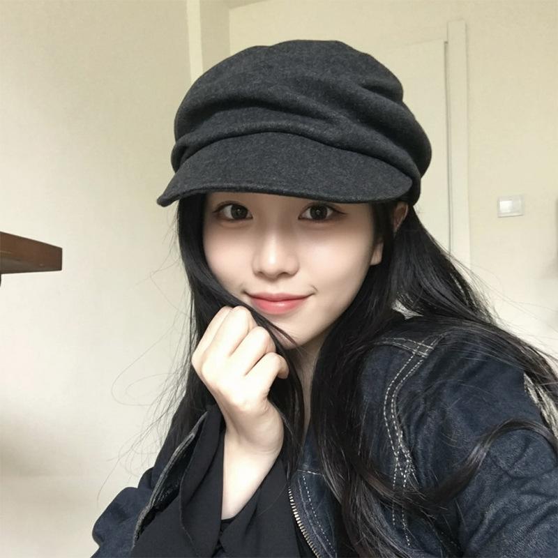 Japanese Retro Equestrian Hat Suede Duck Tongue Beret Women'S Casual Versatile Spring And Autumn Octagonal Hat Shows Small Face